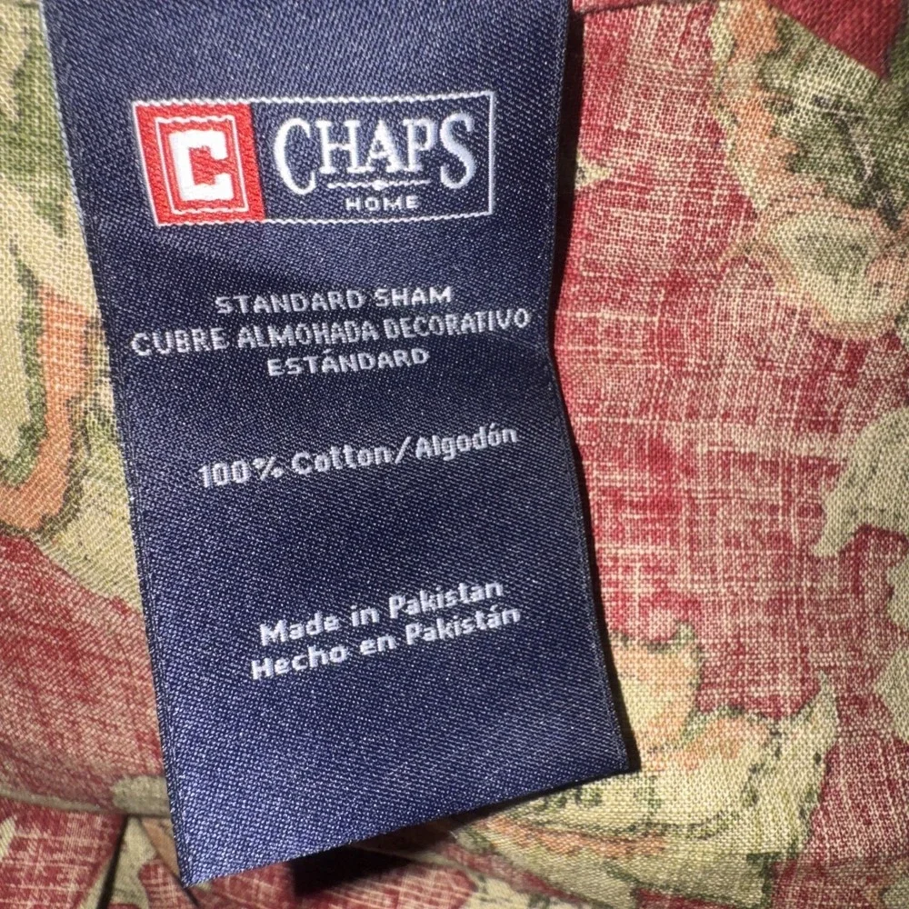 2 CHAPS Ralph Lauren Annabelle Red Jacobean Floral Standard Pillow Shams‎